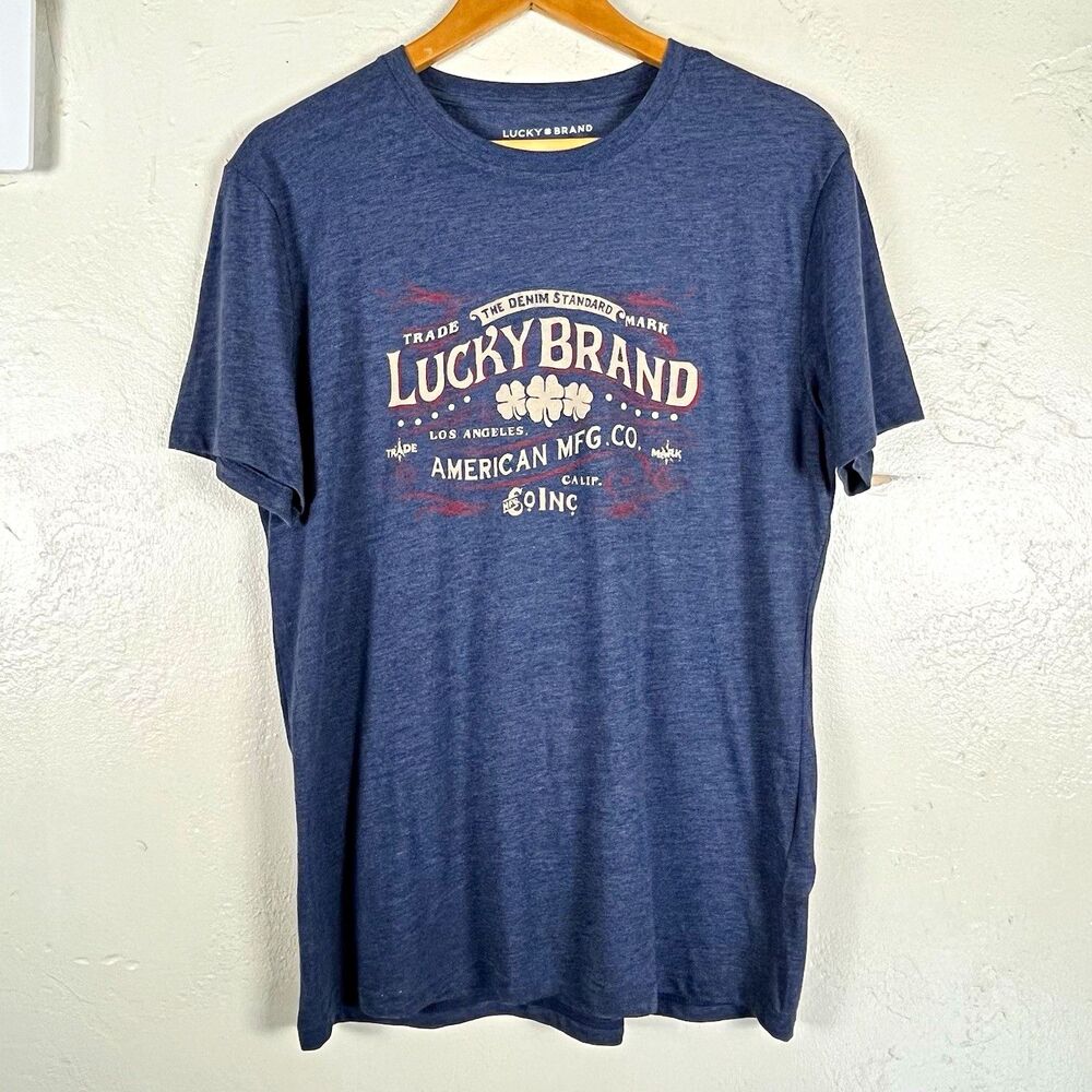 Lucky Brand Men’s M Blue Graphic T Shirt Vintage American MFG Co Crew Neck - Picture 2 of 11